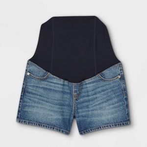 NWOT - Crossover Panel Midi Maternity Jean Shorts